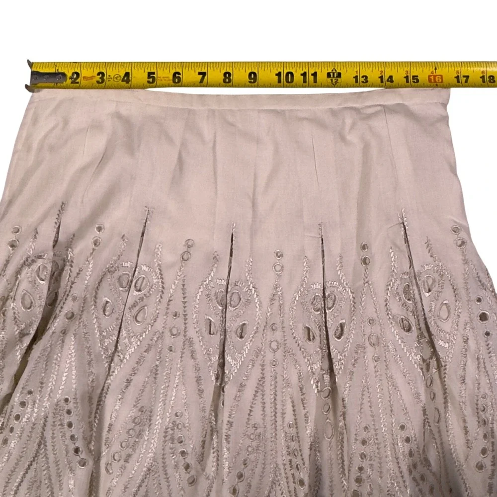 Vtg Y2K Talbots 14Petite Ivory Cotton Embroidered Eyelet A-Line Midi Skirt Lined